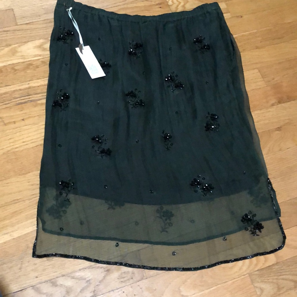NWT Gold Hawk silk skirt with beads - Picture 4 of 7